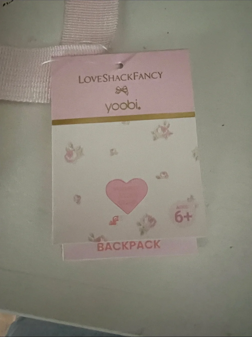 NWT LoveShackFancy x Target Pale Pink Quilted Kids Backpack with Bow Charm
